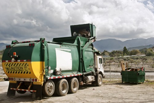 Workers removing construction debris